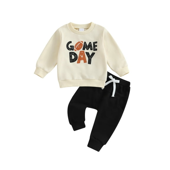 Bagilaanoe 2PCS Toddler Baby Boy Pants Set Print Long Sleeve Sweatshirt Pullover Tops Sweatpants 3M 6M 12M 18M 24M 3T Kids Casual Sweatsuits