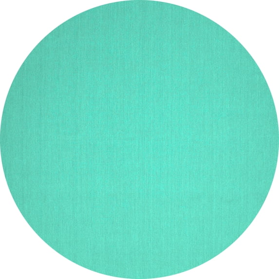 Ahgly Company Machine Washable Indoor Round Solid Turquoise Blue Modern Area Rugs, 6' Round