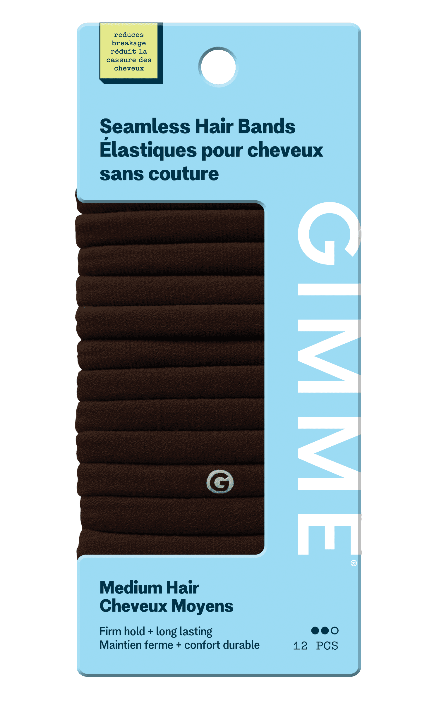 Gimme Beauty Seamless Hair Ties for Medium Hair, Ponytail Holder, Dark Brown