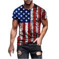 thumbnail image 1 of yoeyez T-Shirts 4 Juillet Hommes, T-Shirts Manches Courtes Hommes 4 Juillet Drapeau Américain Mode Hawaïenne Col Rond T-Shirt Golf Multicolore pour Hommes, 1 of 5