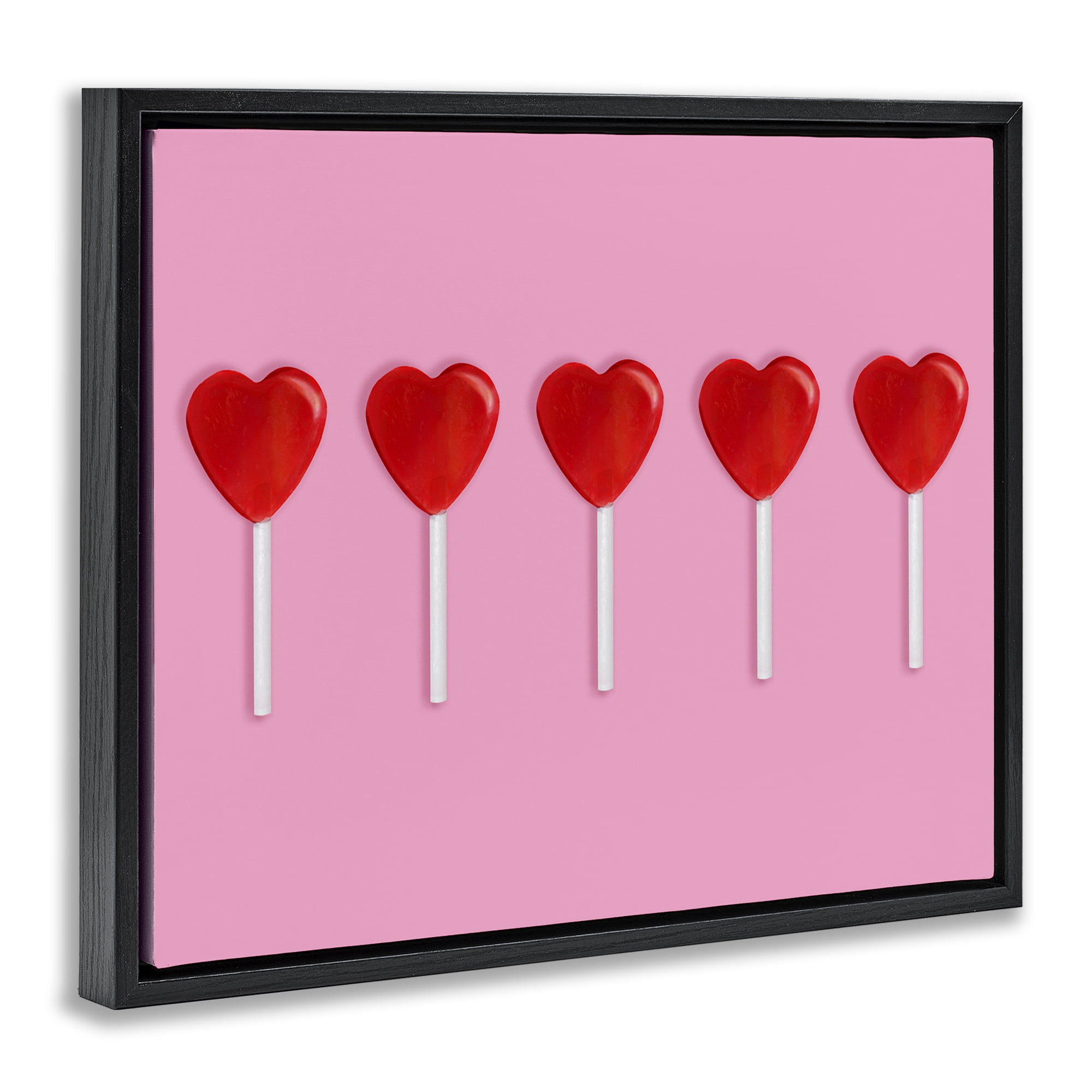 Stupell Industries Valentine's Heart Pops Black Framed Floater Canvas Wall Art, design by LISH Creative