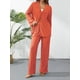 thumbnail image 5 of VISgogo - Conjunto de camisa y pantalones plisados de manga larga con botones y pantalones para mujer VISgogo  moda, 5 of 9