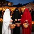 thumbnail image 6 of Adult Halloween Trick Or Treat Outfit, 3 Eye Hole Simple Ghost Sheet Robe, Loose Lightweight Adult Ghost Halloween Trick Or Treat Costume, 3 Color Basic Ghost Cosplay Outfit, Red M, 6 of 9