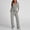 Gray women's two piece lounge set a1, variant on Cagogo Women's 2 Piece V Neck Long Sleeve Tops Wide Leg Pants Set Casual Solid Basic Matching Lounge Outfits Loose Work Loungewear Tracksuits Travel Airport Clothes, Sky Blue S