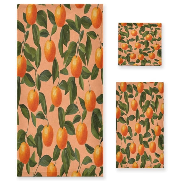 Three-Piece Towel Set Face Towel Towel Set Hand Towel Bath Towel Cotton Bath Towels Bath Towel Sets Hand Bath Towels Lovely Orange1