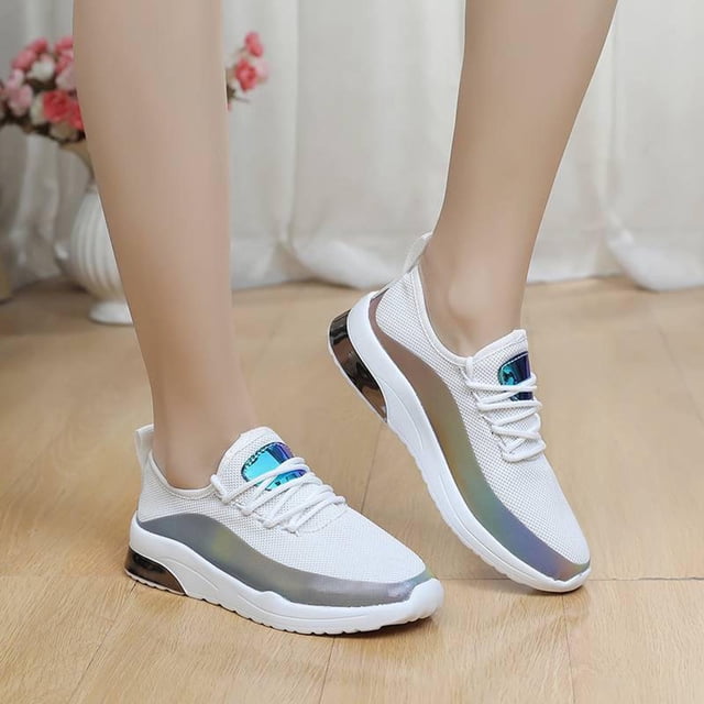 Hoshose Womens Wide Fit Running Shoes Breathable Knit Reflective Sneakers Lightweight Shoes for Plus Size Ladies