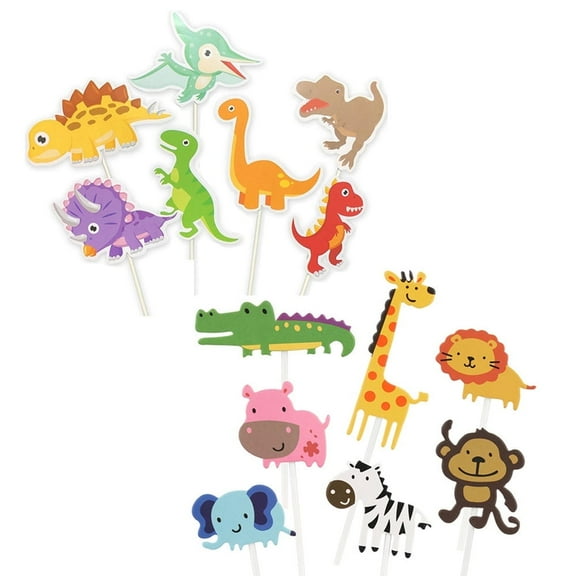 EIMELI Dinosaur Birthday Cake Toppers 42Pcs Dinosaur Baby Shower Cake Decorations for Kids Dinosaur Birthday Party Supplies Decorations Dino Cupcake Toppers