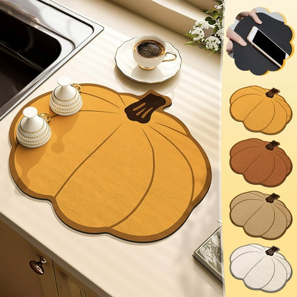 Xihbxyly Tapete de Cocina con Temática de Acción de Gracias, Tejido Absorbente Suave, Base de Goma Antideslizante, Aislamiento Térmico, Varios Estilos, Ideal para Sala de Estar y Comedor. Incluye 1 T