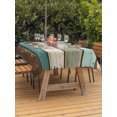thumbnail image 3 of Outdoor Table Cloth with Umbrella Hole and Zipper, Farmhouse Teal Brown Waterproof Rectangle Tablecloth 54"x80", Vintage Ombre Wooden Washable Table Cover for Outside Party Patio Picnic, 3 of 8