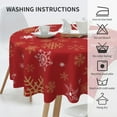 thumbnail image 5 of Round Christmas Tablecloth 60 Inch,Red Gold Snowflake Tablecloth,Winter Holiday Xmas Table Cloth Waterproof Washable Polyester Table Cover for Home Rustic Farmhouse Dining Table Decorations, 5 of 6