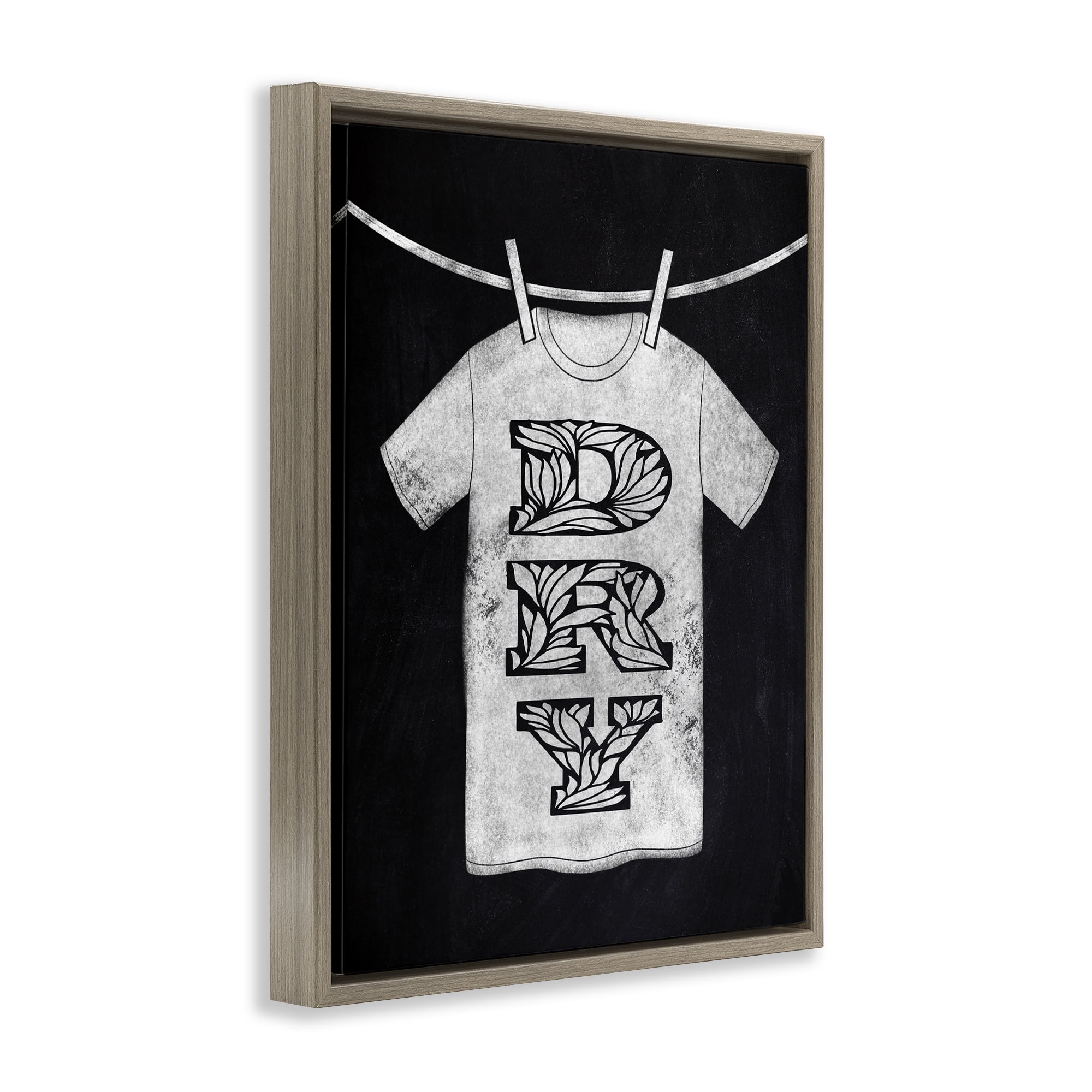 Laundry Dry Ornate Letters Brown Framed Floater Canvas Wall Art, design by Marcus Prime