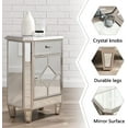 thumbnail image 3 of Tabaray Silver Nightstand Set of 2, Nightstand Mirror with 1 Drawer and 1 Door Silver Night Stand for Bedroom Bedside Table with Storage, 3 of 15