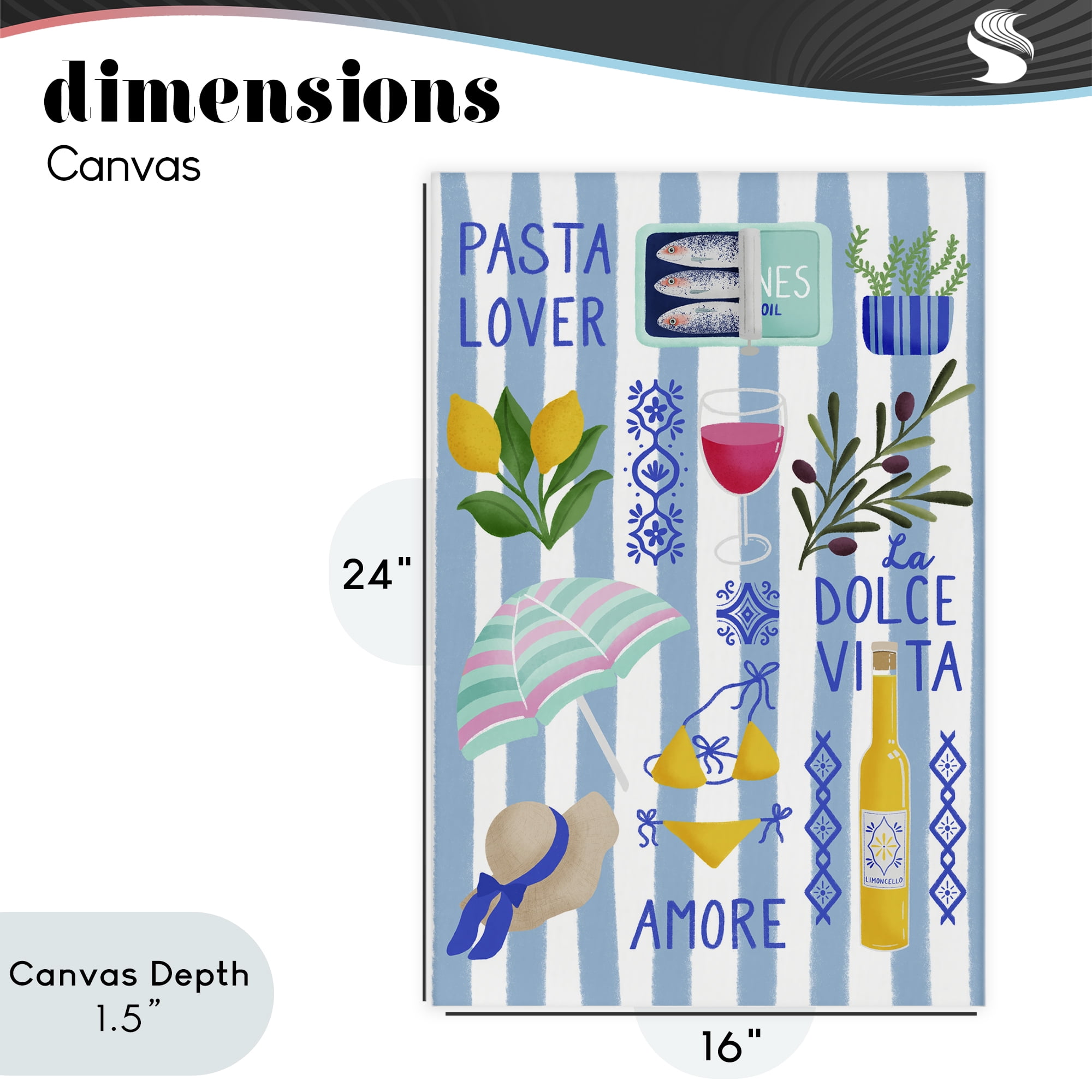 Stupell Industries Pasta Lover Mediterranean Canvas Wall Art, design by Metka Hiti