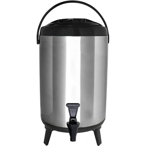 Stainless Steel Insulated Beverage Dispenser – Insulated Thermal Hot and Cold Coffee Carafe – 10 Liter Drink Dispenser with Spigot for Hot Water, Tea & Coffee, Cold Milk, Juice & More BLACK