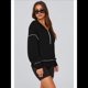 thumbnail image 5 of Sudadera con Capucha de Otoño para Mujer, Sudadera Corta de Larga con Media Cremallera, Jersey de Invierno, Ropa de Moda Negro XXL, 5 of 10