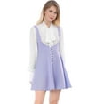 thumbnail image 2 of INSPIRE CHIC Robe Chasuble Salopette de Noël pour Femme Décor de Boutons Jupe Évasée à Bretelles Violet Pâle L, 2 of 6