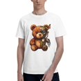 thumbnail image 3 of Men Vintage Steampunk Gear Butterfly Teddy Bear Graphic Crew Neck T-Shirt, Retro Machinery Plush Bear Poly Cotton Casual Short Sleeve Tee, 3 of 8