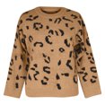 thumbnail image 4 of Floleo Clearance Womens Tops Long Sleeve Shirts Fall Clearance Fashion Women Long Sleeve Leopard Print O-Neck Sweater Casual Tops Blouse Brown, 4 of 6