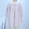 thumbnail image 3 of Dvprdro Robe à Carreaux pour Femmes Mode Été Col à Revers Manches 3/4 Bouffantes Plissée Décontractée Ample T-Shirt Mini Robe, 3 of 4