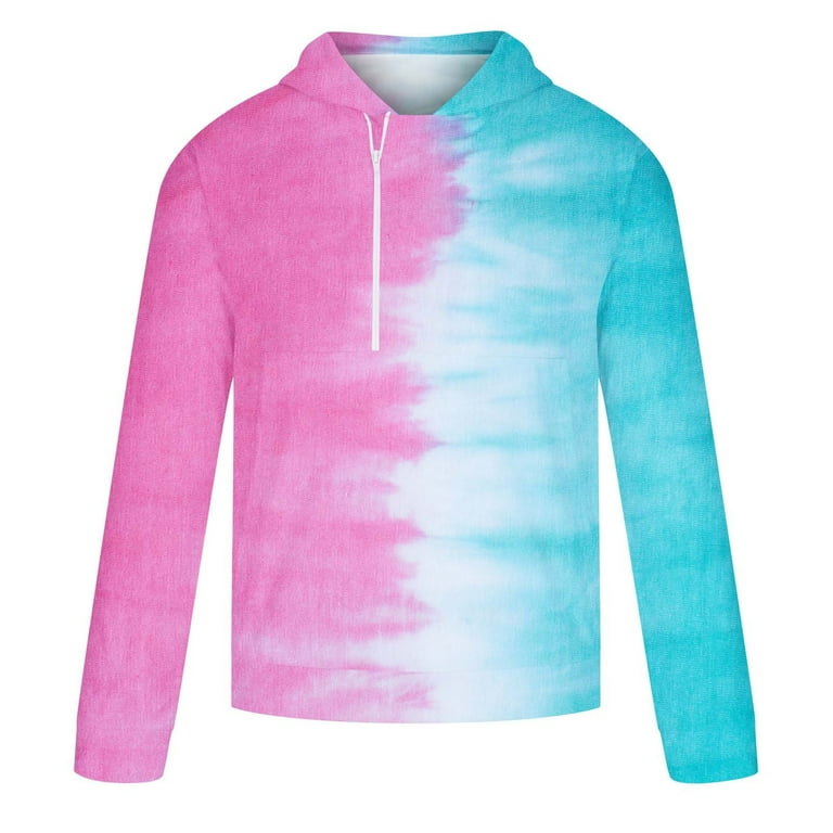 Half pink half blue hoodie sales