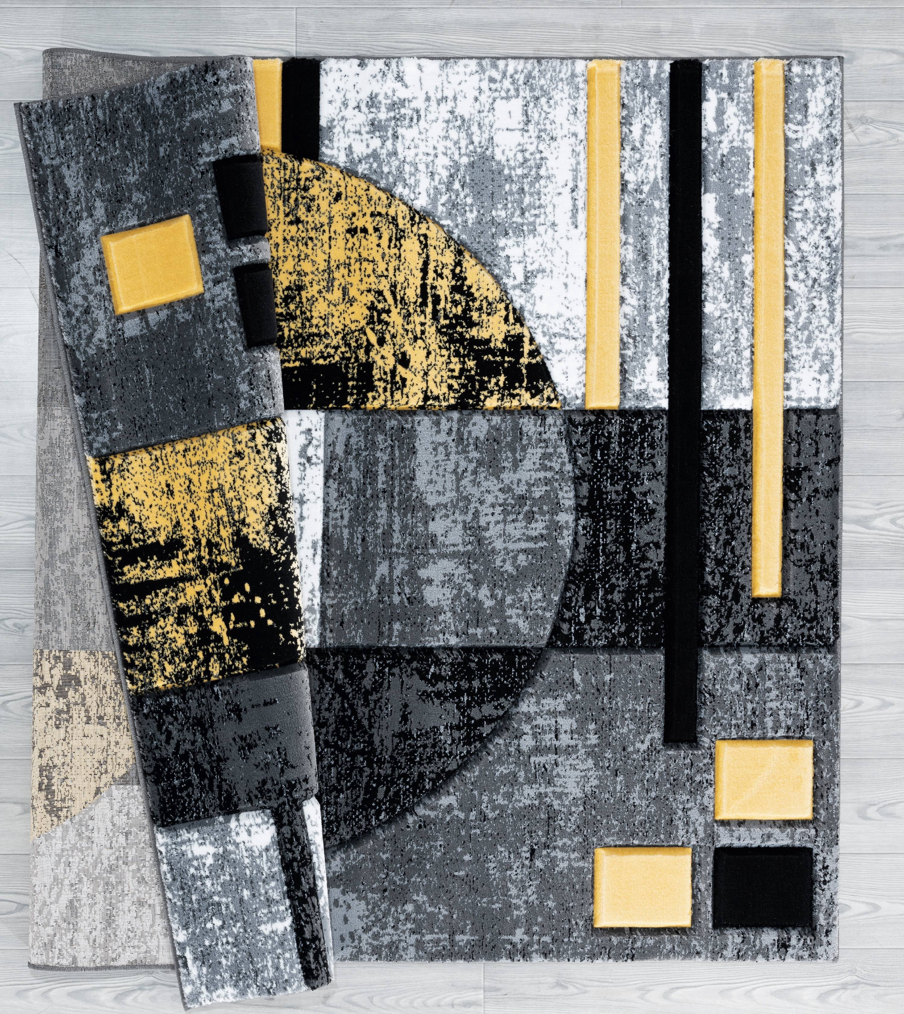 United Weavers Drachma Attica Modern Abstract Runner Rug, Yellow, 2'7" x 7'4"