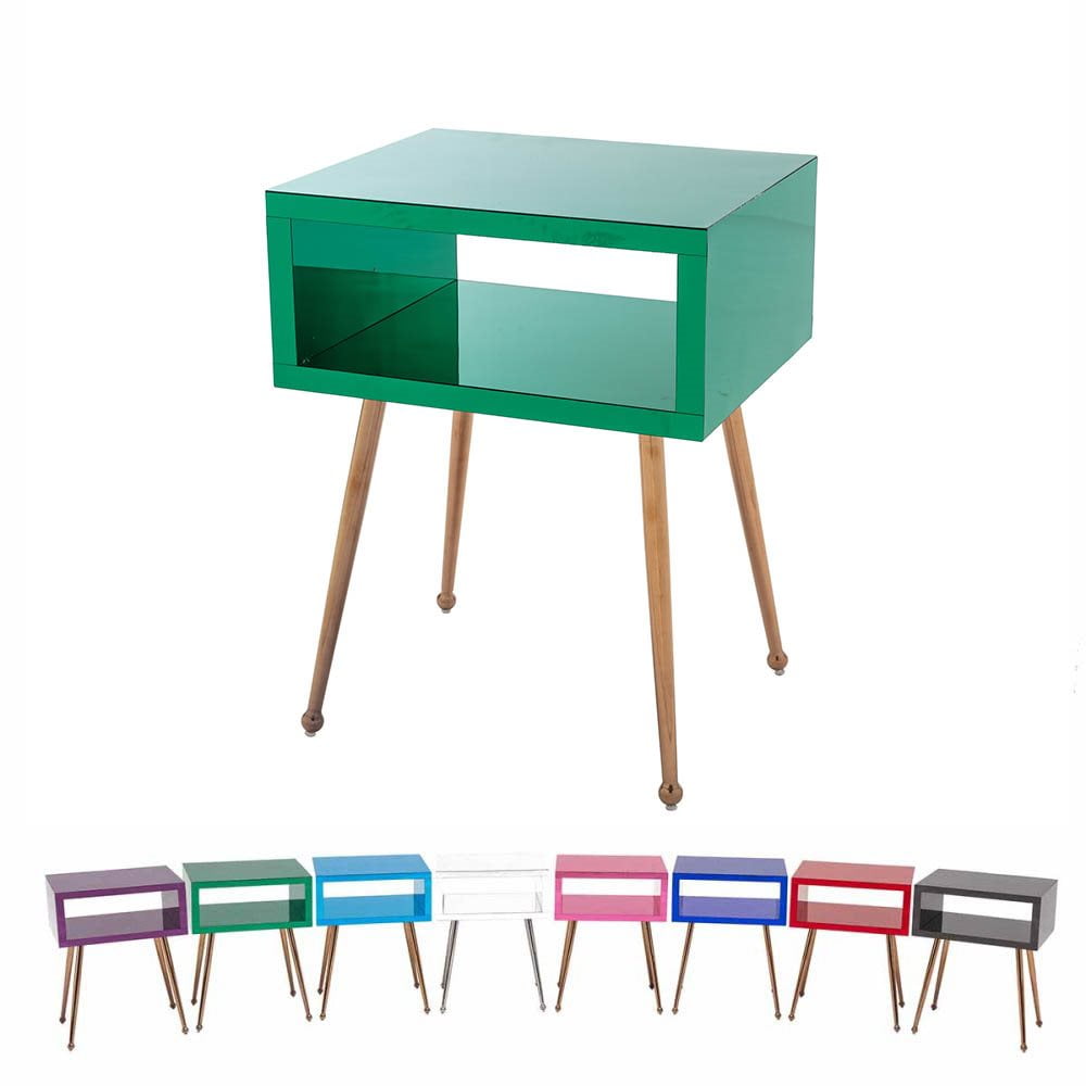 Acrylic Mirror Side Table Modern Mirrored End Table with Stainless