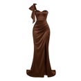 thumbnail image 5 of RFQWOVSR Womens Satin Side Slit Maxi Dress Bodycon Elegant Evening Formal Gown L, 5 of 5