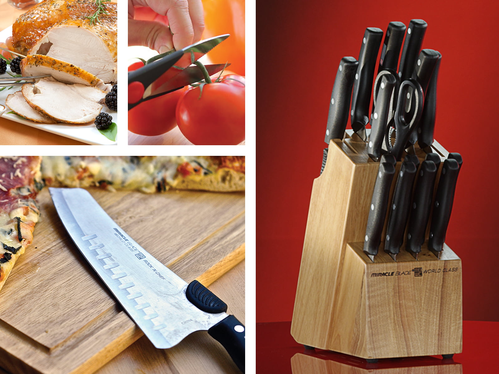 Miracle Blade World Class 18 Piece Knife Set, Kitchen Knives with Wood Block