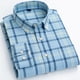 thumbnail image 2 of Camisa de manga larga de corte regular para hombre Camisa de solapa a cuadros de lino y algodón Camisa de vestir informal delgada para hombre, 2 of 4