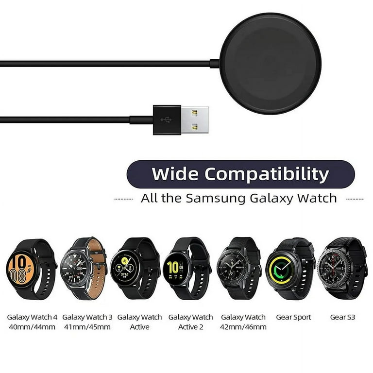 Fast Wireless Charger 3.0 for Samsung Galaxy Watch 6 5 5 Pro 4 3 2 Classic US Size 1 Pack Black