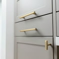 thumbnail image 4 of Goo-Ki Light Brushed Brass Drawer Handles 3.8 in (96mm) Hole Centers Straight Bar Pull,6-Pack Solid Cabinet Handles for Kitchen Cabinets and Dresser Drawers, 4 of 5