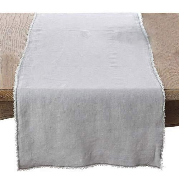 Fennco Styles Graciella Fringed Stone Washed Design 100% Linen Table Runner - 16"x72"