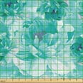 thumbnail image 2 of Ambesonne Peony Fabric by the Yard Upholstery, Floral Pattern Nautical Color, 1 Yard, Dark Seafoam Seafoam, 2 of 5