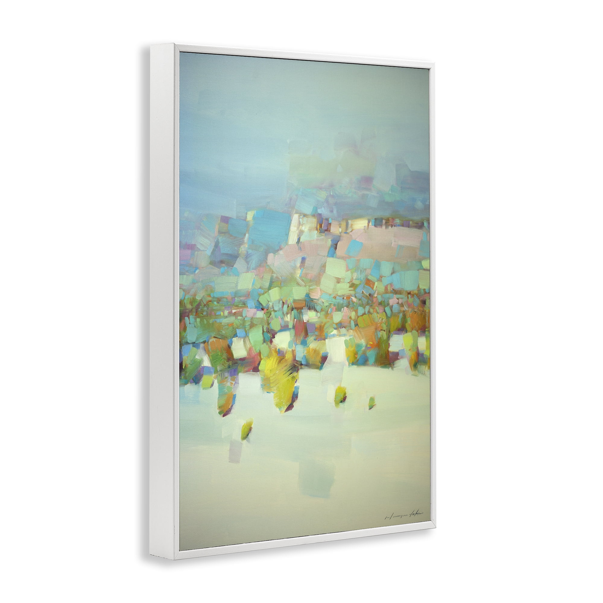 Stupell Industries Contemporary Beach Landscape Abstract Painting White Framed Art Print Wall Art, 16 x 24
