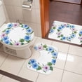 thumbnail image 5 of Spring Pastoral Bathroom Rugs Set Blue Pink Watercolor Circle Flower Non Slip Absorbent Soft Bath Mats 3 Piece Set with Bathroom Rug, U-Shaped Floor Mat, Toilet Seat Cover Large Size, 5 of 9