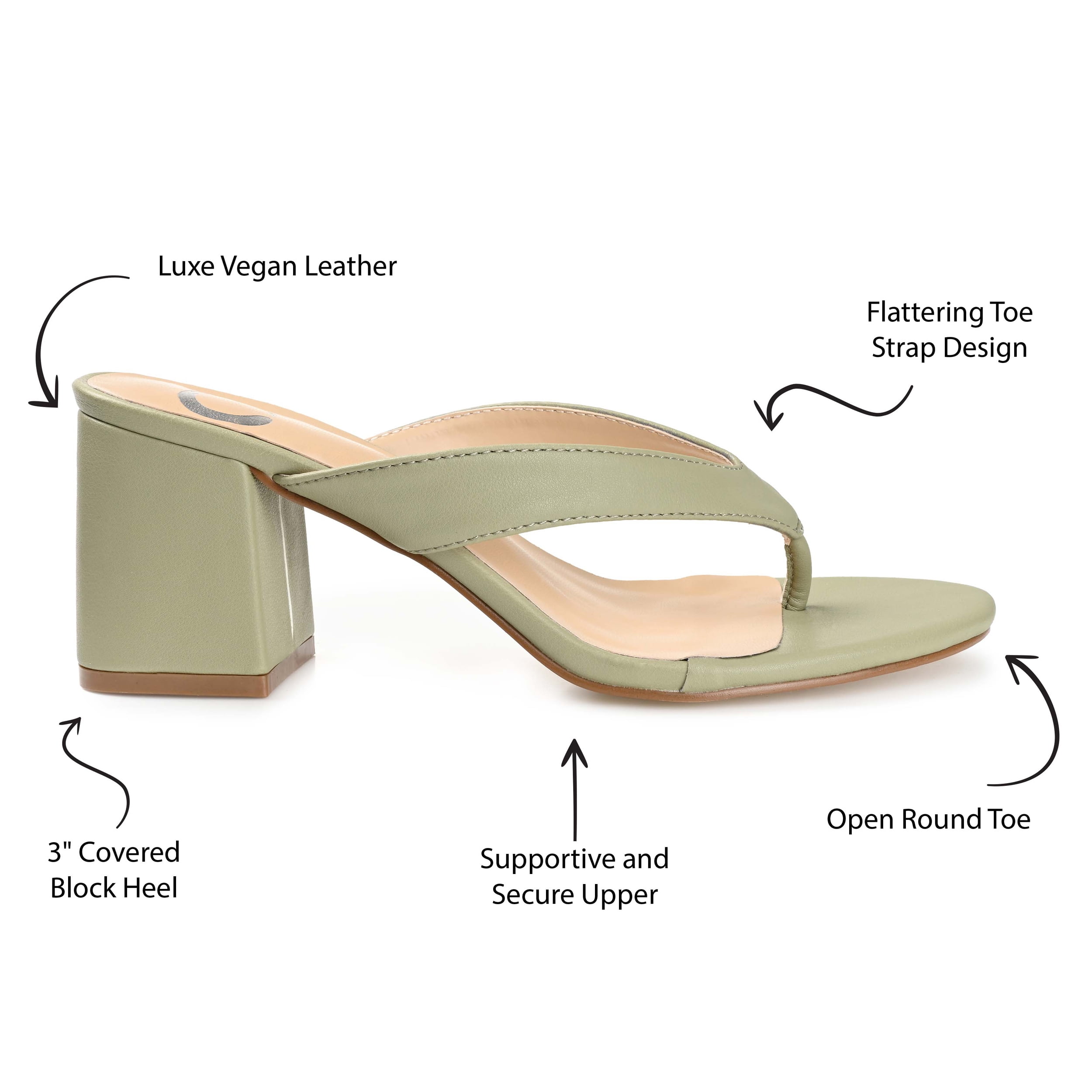 Journee Collection Womens Alika Slip On Block Heel Sandals