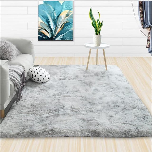 Tapete decorativo Para Sala Peludo Antideslizante De 2x1.5 Para Decoracion De Interiores Cómodo Suave Sala Gris Genérica Tapete de peluche