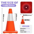 thumbnail image 6 of Pack of 20 18-inch traffic cones, heavy-duty traffic cones with reinforced bases, orange safety cones with reflective bands, suitable for parking lots, construction sites, and road safety, 6 of 15