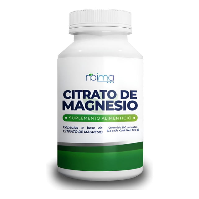 Suplemento Alimenticio Citrato Magnesio Naima Lab 200 Capsulas 500 Mg