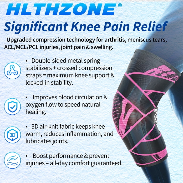 HLTHZONE Knee Brace, 4-Strap Adjustable Compression with Copper photo 5