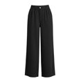 thumbnail image 6 of Women Corduroy Pants Business Casual Slacks Elastic High Waisted Straight Wide Leg Pleated Pockets Work Office Clothes Dressy Spring Bottoms, 6 of 6