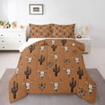 thumbnail image 2 of Feelyou Brown Western Bohemian Bedding Comforter Set, Hippie Skeleton Print Twin Comforter Sets, Cartoon Cowgirl Cactus Bedding Set, Microfiber Bedroom Decor, 2pcs, 2 of 8