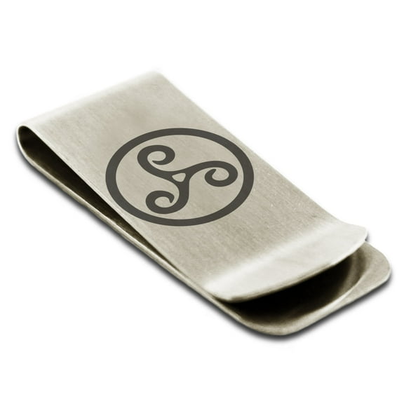 Tioneer Stainless Steel Celtic Triskele Triskelion Engraved Money Clip Holder
