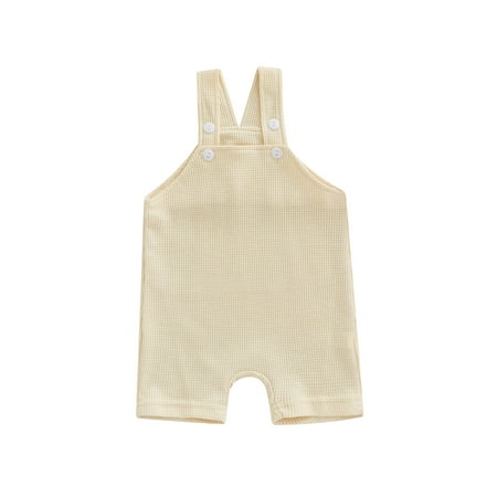 

TheFound Toddler Baby Boy Girl Dungarees Casual Knitted Ribbed Suspender Pants One-Piece Jumpsuit Summer Bib Outfits