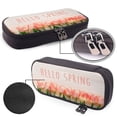 thumbnail image 4 of Lsque Hello Spring Printed Big Capacity PU Leather Pencil Case Large Pencil Pouch Stationery Pen Bag Pencil Holder for Teen, 4 of 6