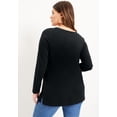 thumbnail image 2 of June + Vie Women's Plus Size Long-Sleeve V-Neck One + Only Tunic, 2 of 4