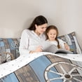 thumbnail image 5 of Feelyou Blue Lake House Twin Bedding Sets 7-Piece for Kids, Rustic Farmhouse Bedding Comforter Set, Western Wooden Plank Reversible Sheet Sets, Ultra Soft Bedroom Decor, 5 of 9
