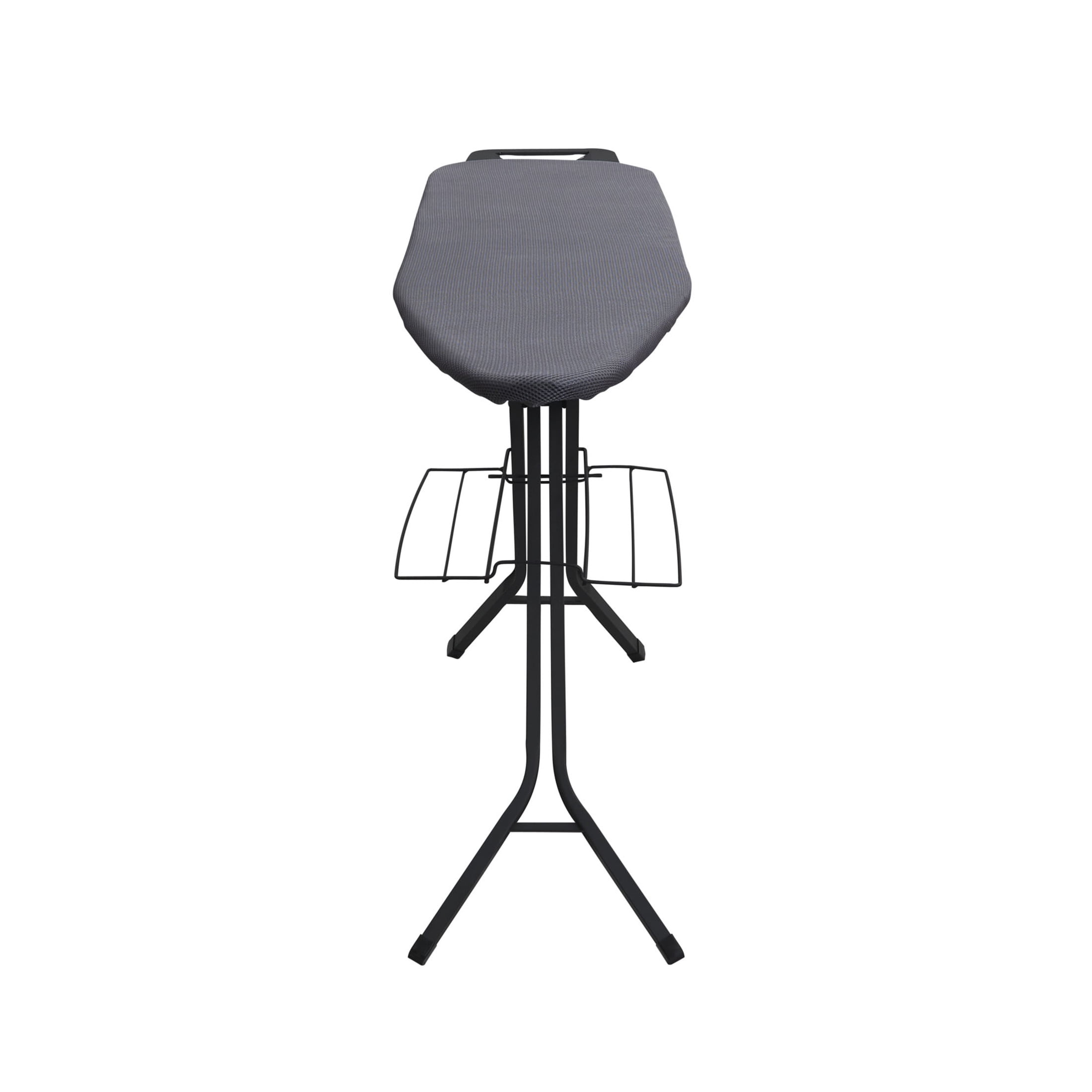 Household Essentials Deluxe Matte Black Ironing Board with Mesh Steel Top, 4 Durable Hex Legs, Heat-Resistant FiberTech Cover and (6 MM)Fiber Pad, 4 Height Settings, Leg Caps and Iron Rest