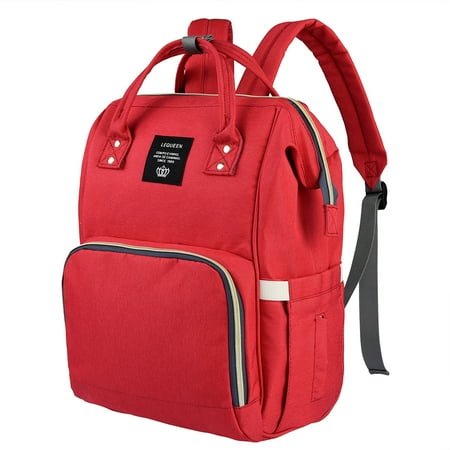 Large Capacity Mummy Maternity Nappy Bag Multifunctional Diaper Backpack Waterproof Mummy Bag Fashionable Travel Backpack for Baby Care, Red
