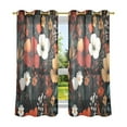 thumbnail image 6 of Yayeee Window Curtains Light Filtering 63"x42" Grommet Panel Pair Home Living Room Decor, Red Flowers Pattern, 6 of 7